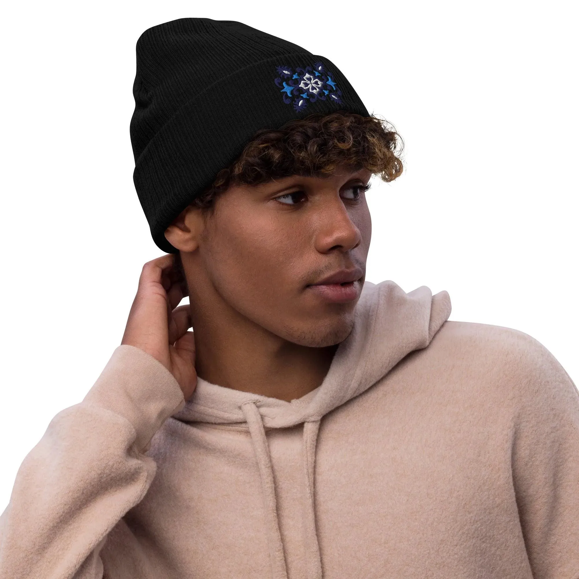 Portuguese Azulejo Tile Motif Embroidered Beanie