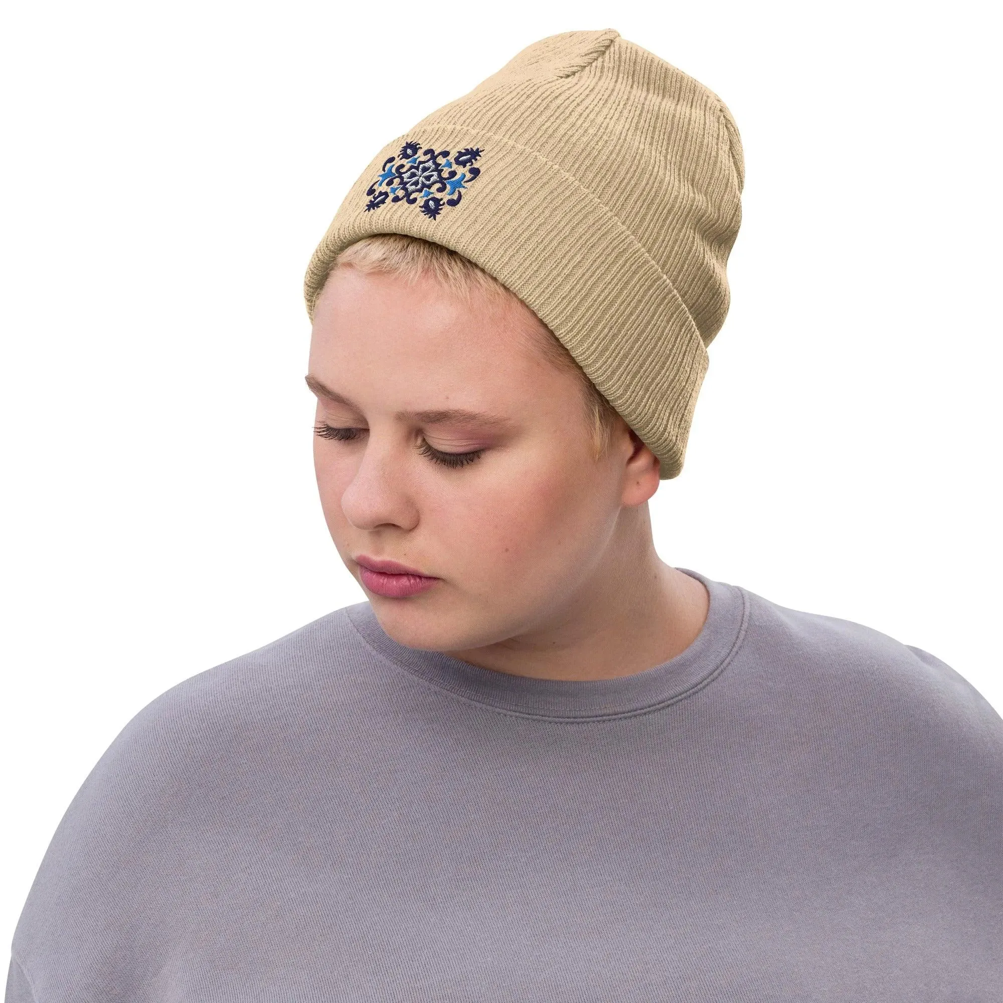 Portuguese Azulejo Tile Motif Embroidered Beanie