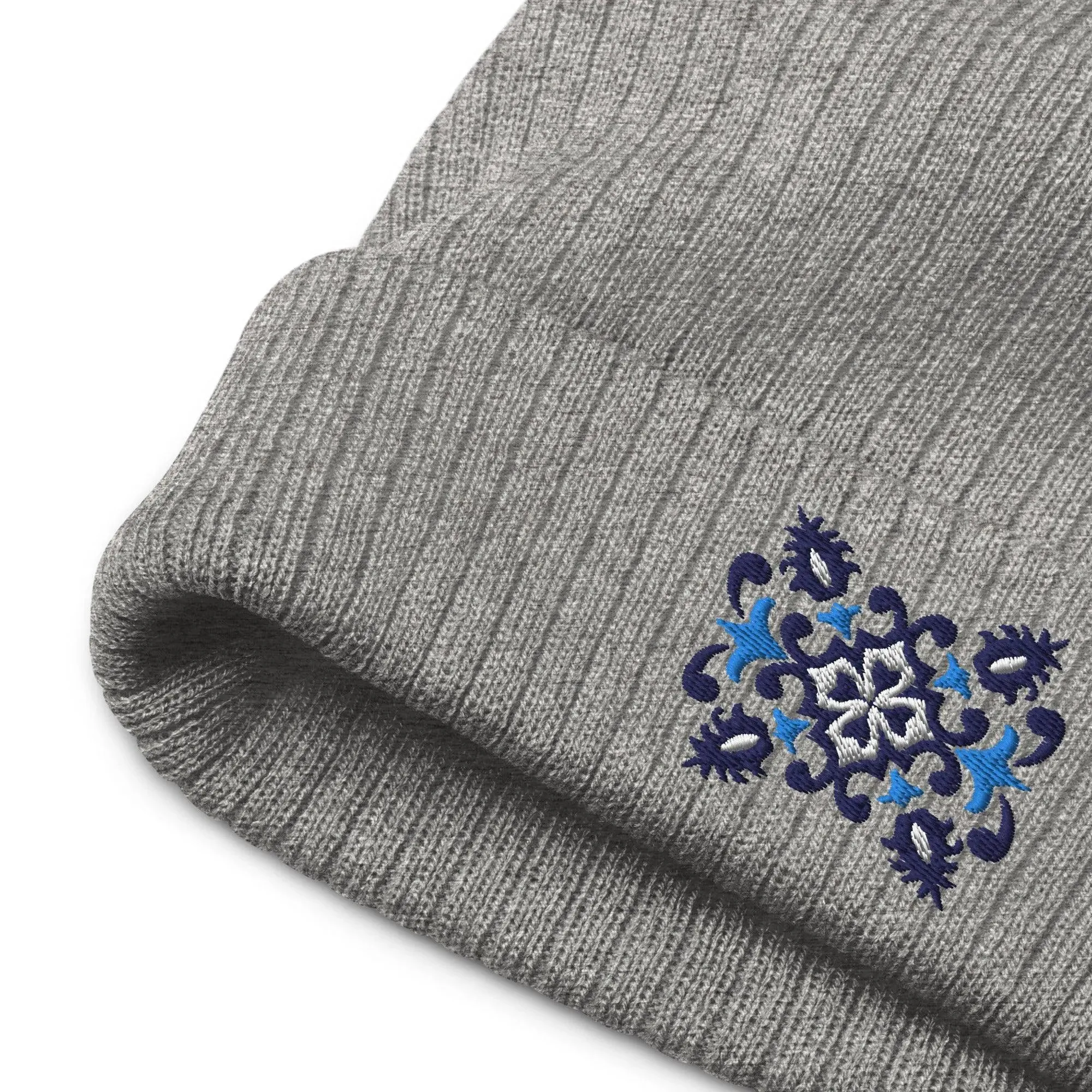 Portuguese Azulejo Tile Motif Embroidered Beanie