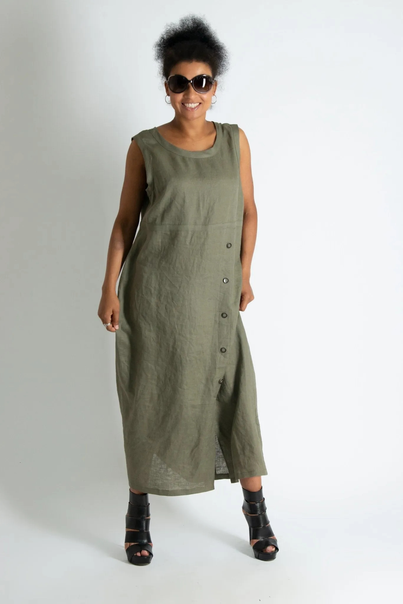 PRIMA Long Sleeveless Linen Dress