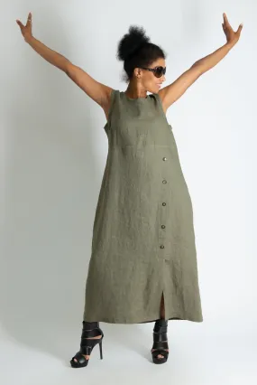 PRIMA Long Sleeveless Linen Dress