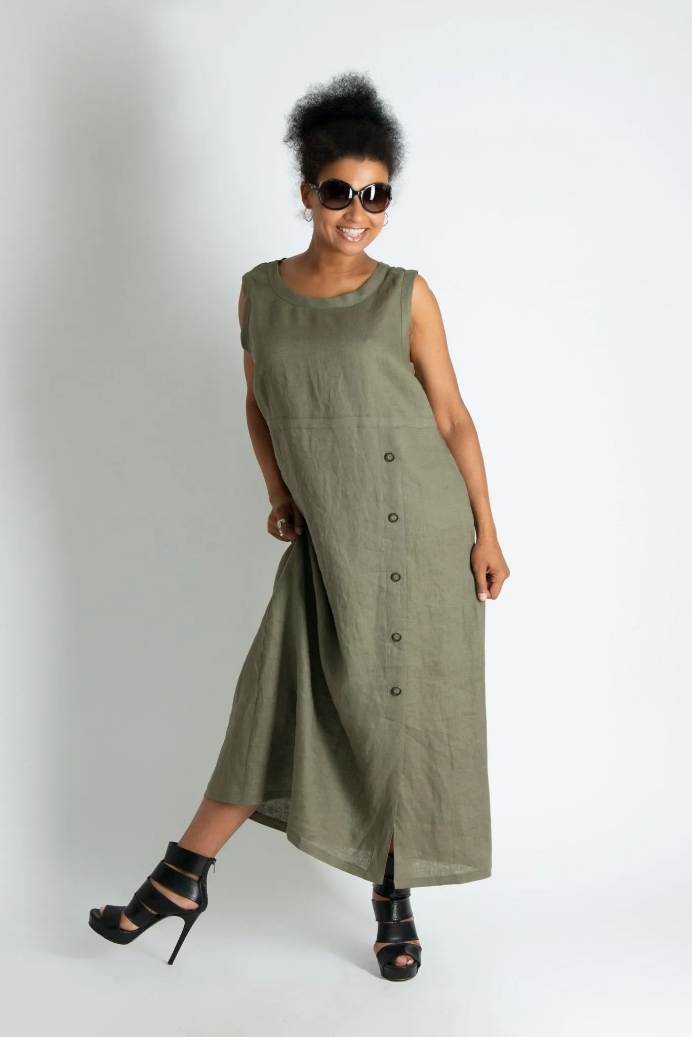 PRIMA Long Sleeveless Linen Dress