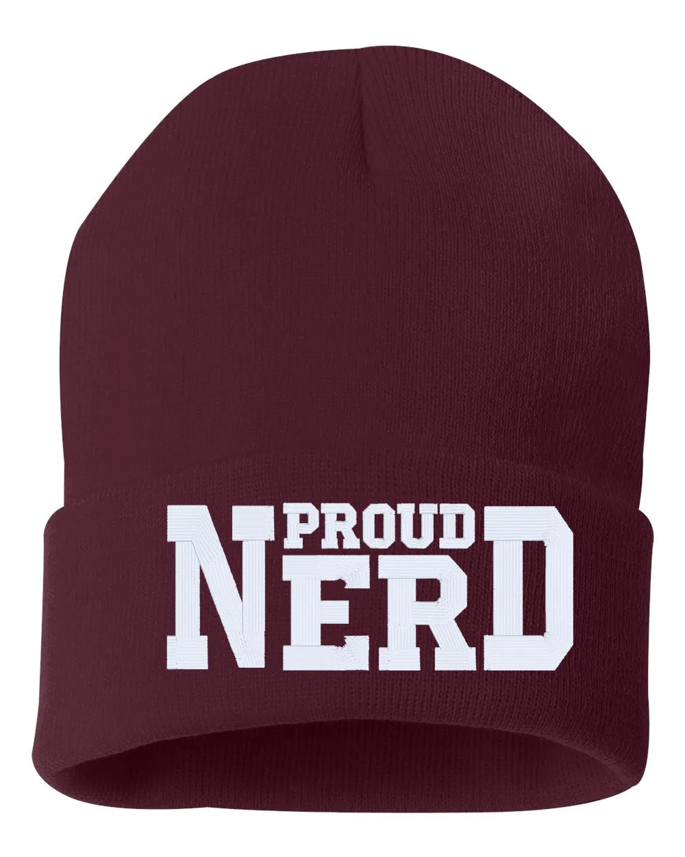 PROUD NERD Embroidered Cuffed Beanie Hat