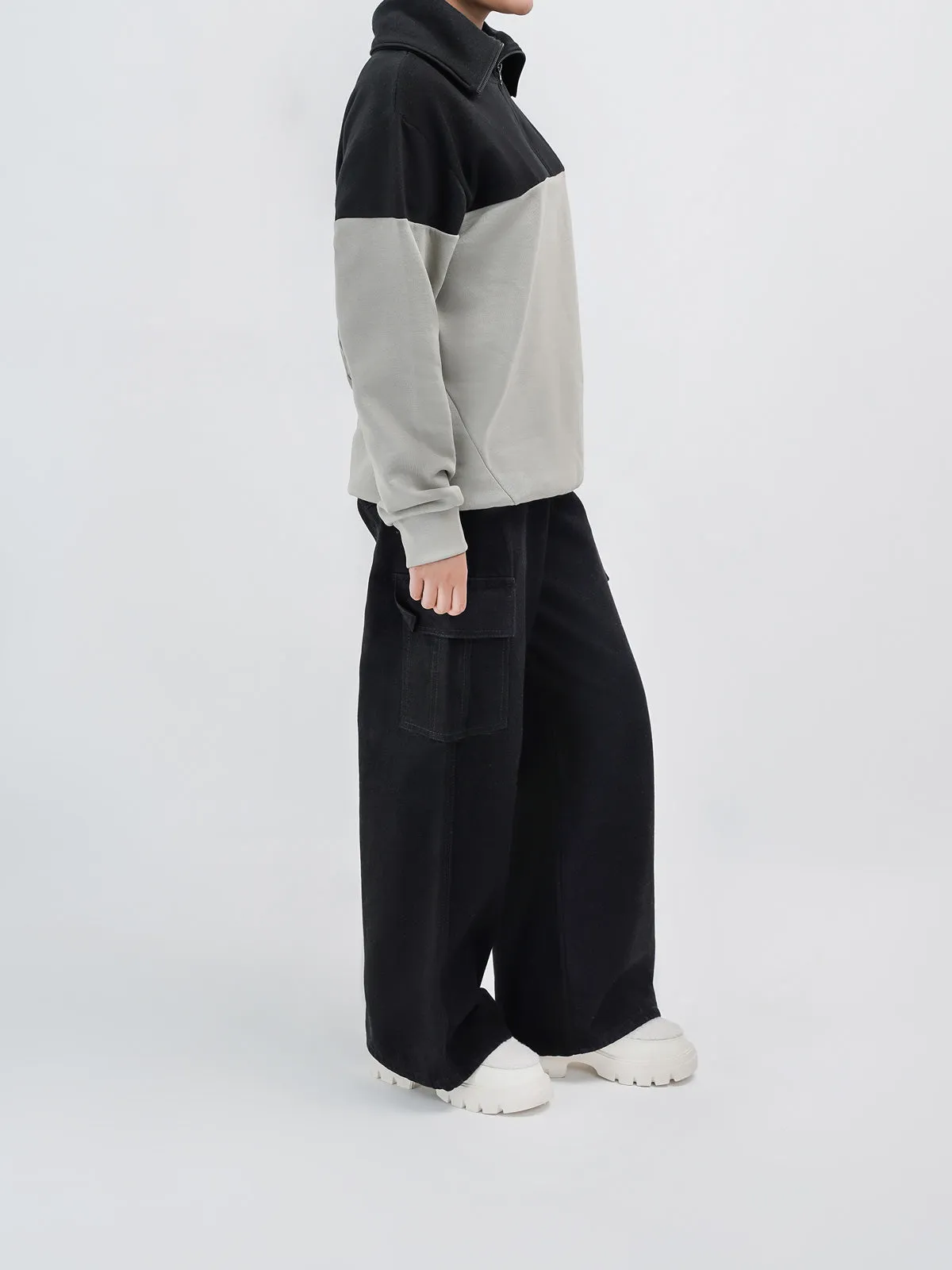 "REGULUS" Cut &amp; Sew Zipper Sweatshirt