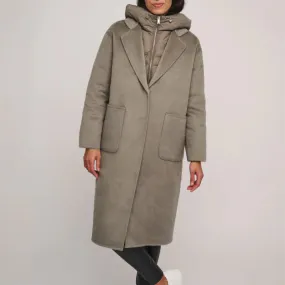 R&P Reni Wool Coat, Removable Down Jacket in Dark Artichoke