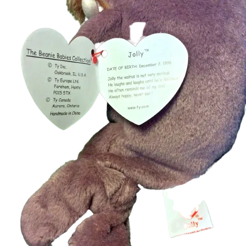 RARE VINTAGE TY Beanie Baby Jolly The Walrus Retired 1996 ☆☆ERRORS☆☆