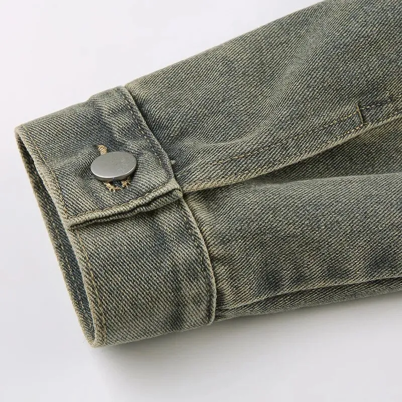Retro Denim Pockets Buttons Short Coat