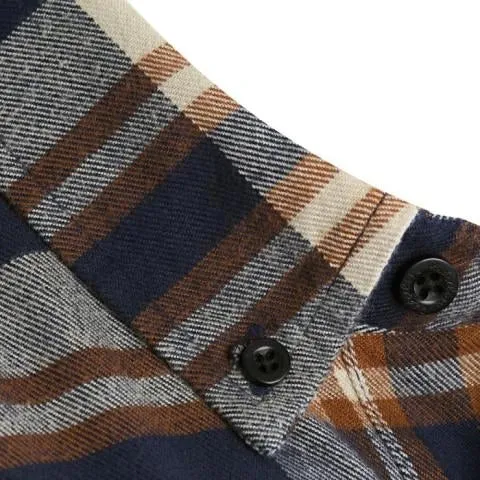 Ridgeline Organic Check Shirt Navy & Brown