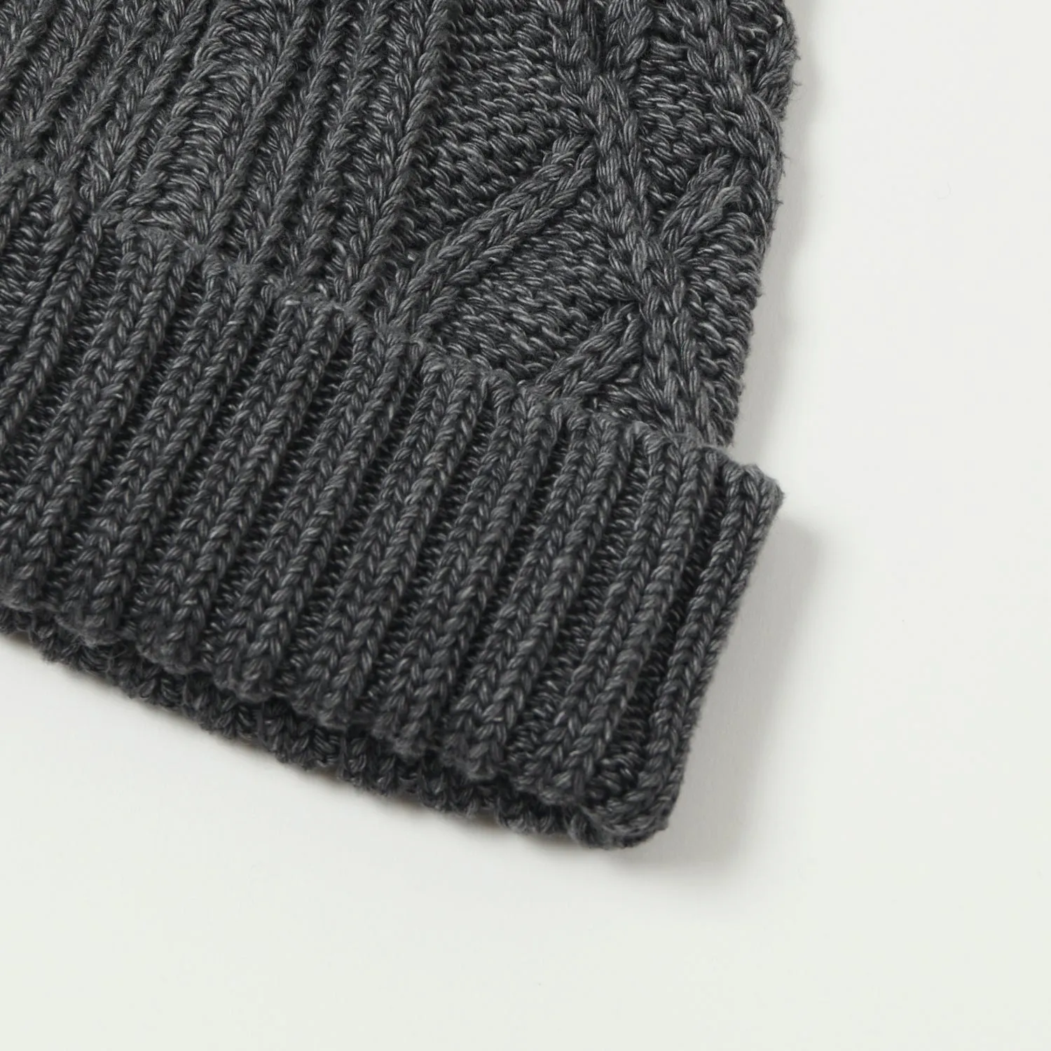 RoToTo Aran Cable Cotton Watch Cap - Black Denim