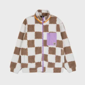 Santa Cruz Womens Sydney Sherpa Fleece Jacket - Brown Checkerboard
