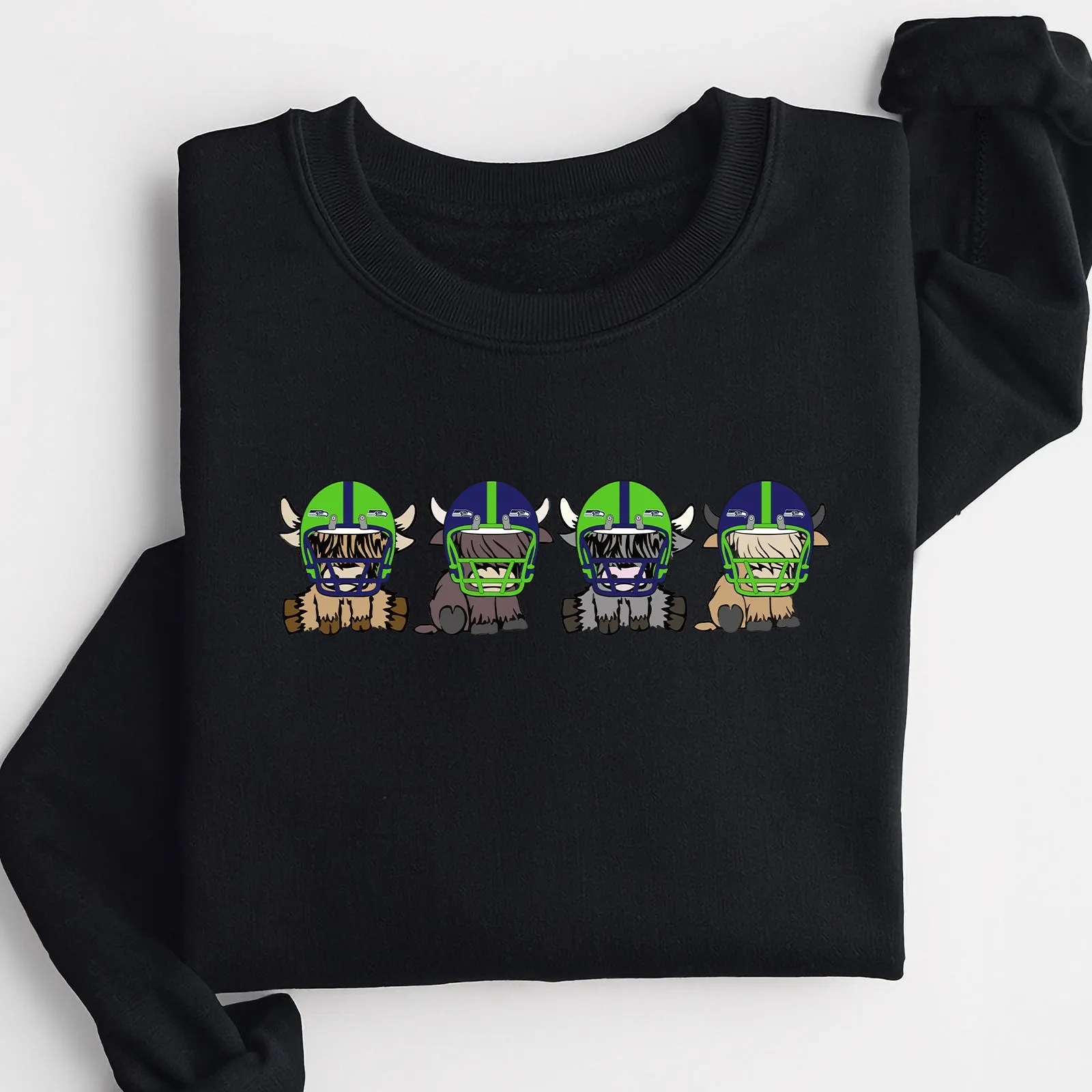 Seattle Seahawks Highland Cow Football Team Football Lovers Gift Unisex Crewneck Hoodie Sweatshirt