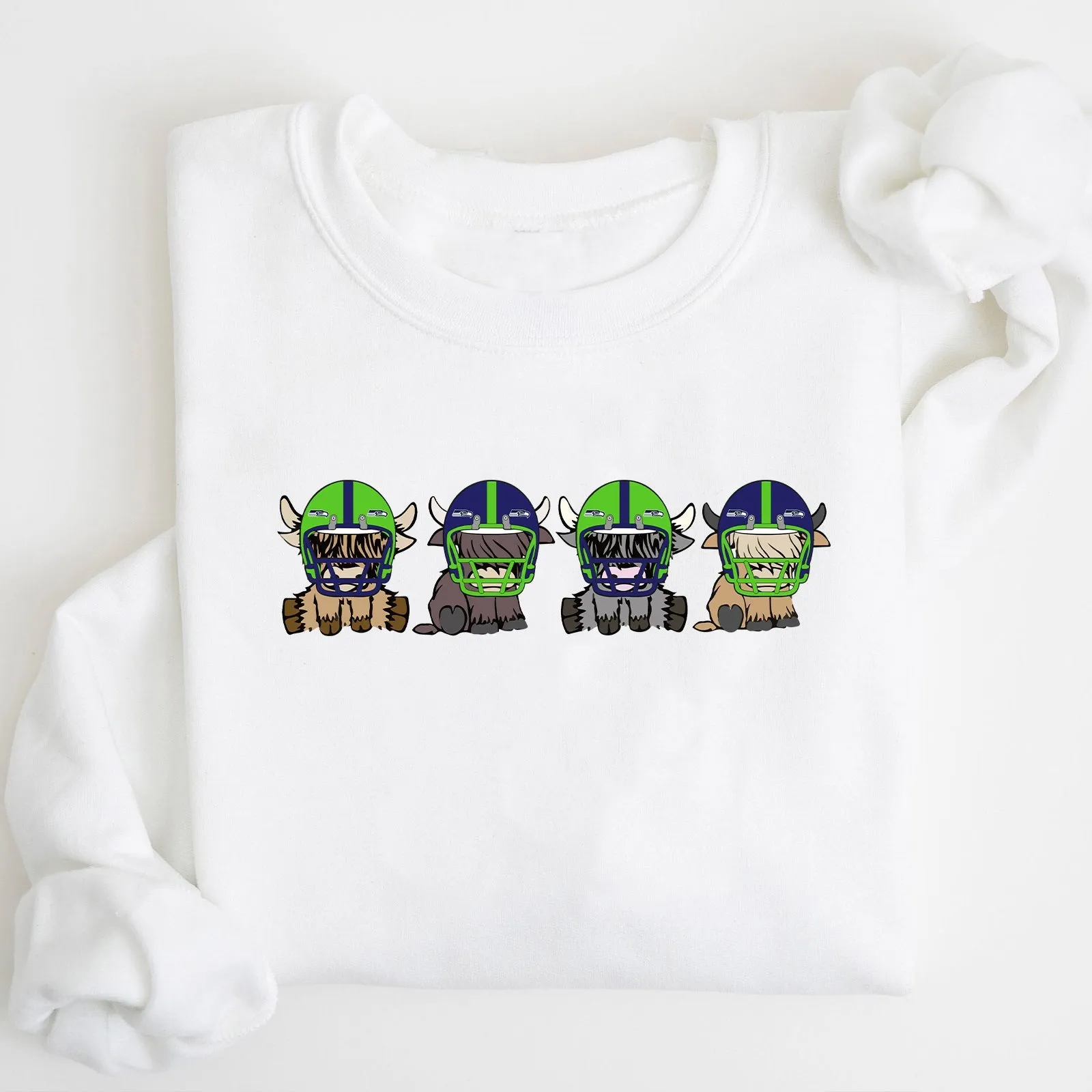 Seattle Seahawks Highland Cow Football Team Football Lovers Gift Unisex Crewneck Hoodie Sweatshirt
