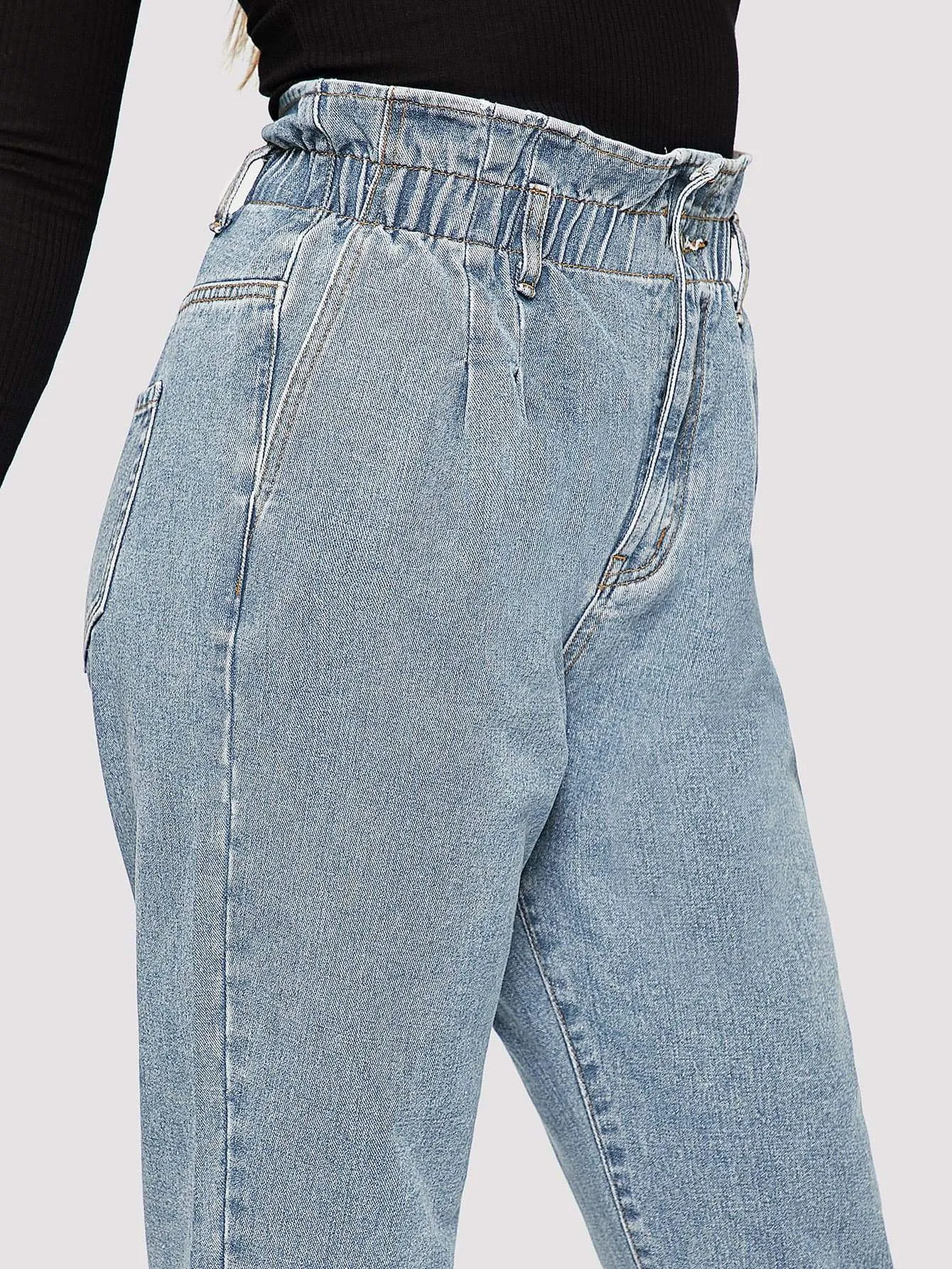 SHEIN Plus Ruffle Waist Crop Jeans