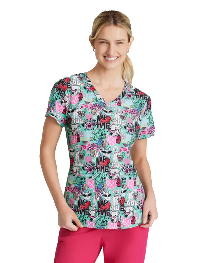 SKECHERS™ by Barco Essence V-Neck Animal Print Top