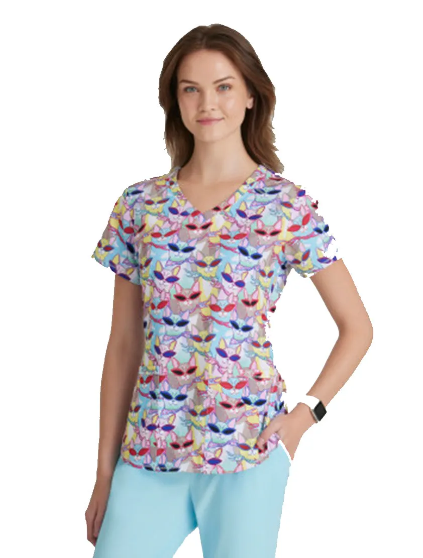 SKECHERS™ by Barco Essence V-Neck Animal Print Top
