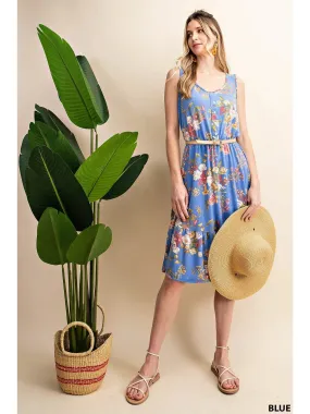 Sleeveless Floral Ruffled Bottom Midi Dress