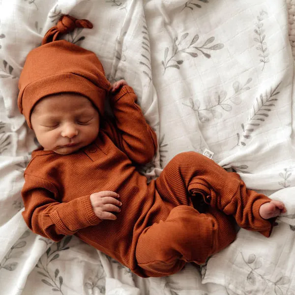 Snuggle Hunny Ribbed Knotted Beanie - Biscuit Organic