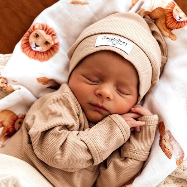 Snuggle Hunny Ribbed Knotted Beanie - Pebble Organic