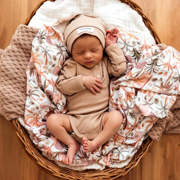 Snuggle Hunny Ribbed Knotted Beanie - Pebble Organic
