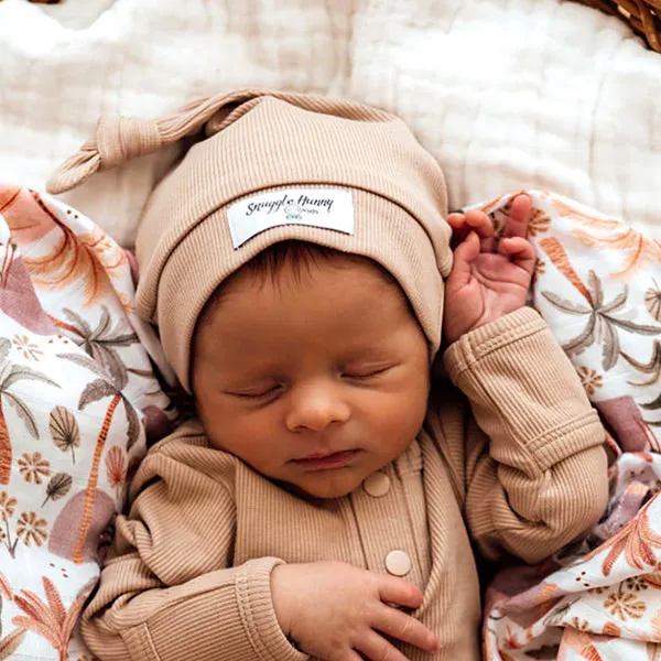 Snuggle Hunny Ribbed Knotted Beanie - Pebble Organic