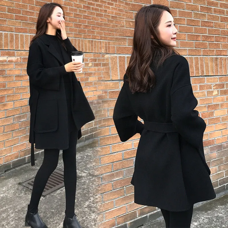 Spring Autumn Women Overcoat Women Blazer Jackets Female Coat With Belt