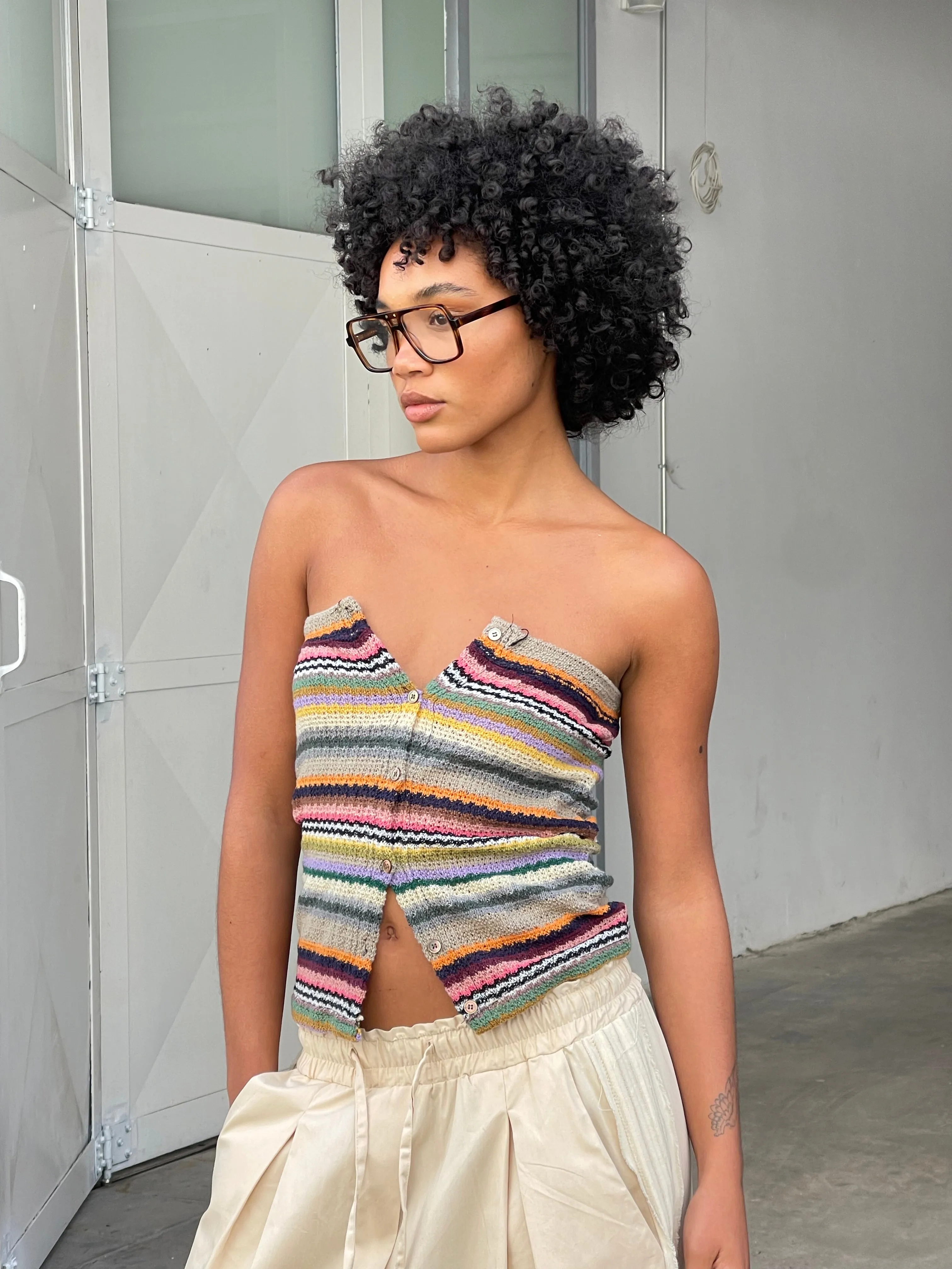 Striped Crochet Tube Top