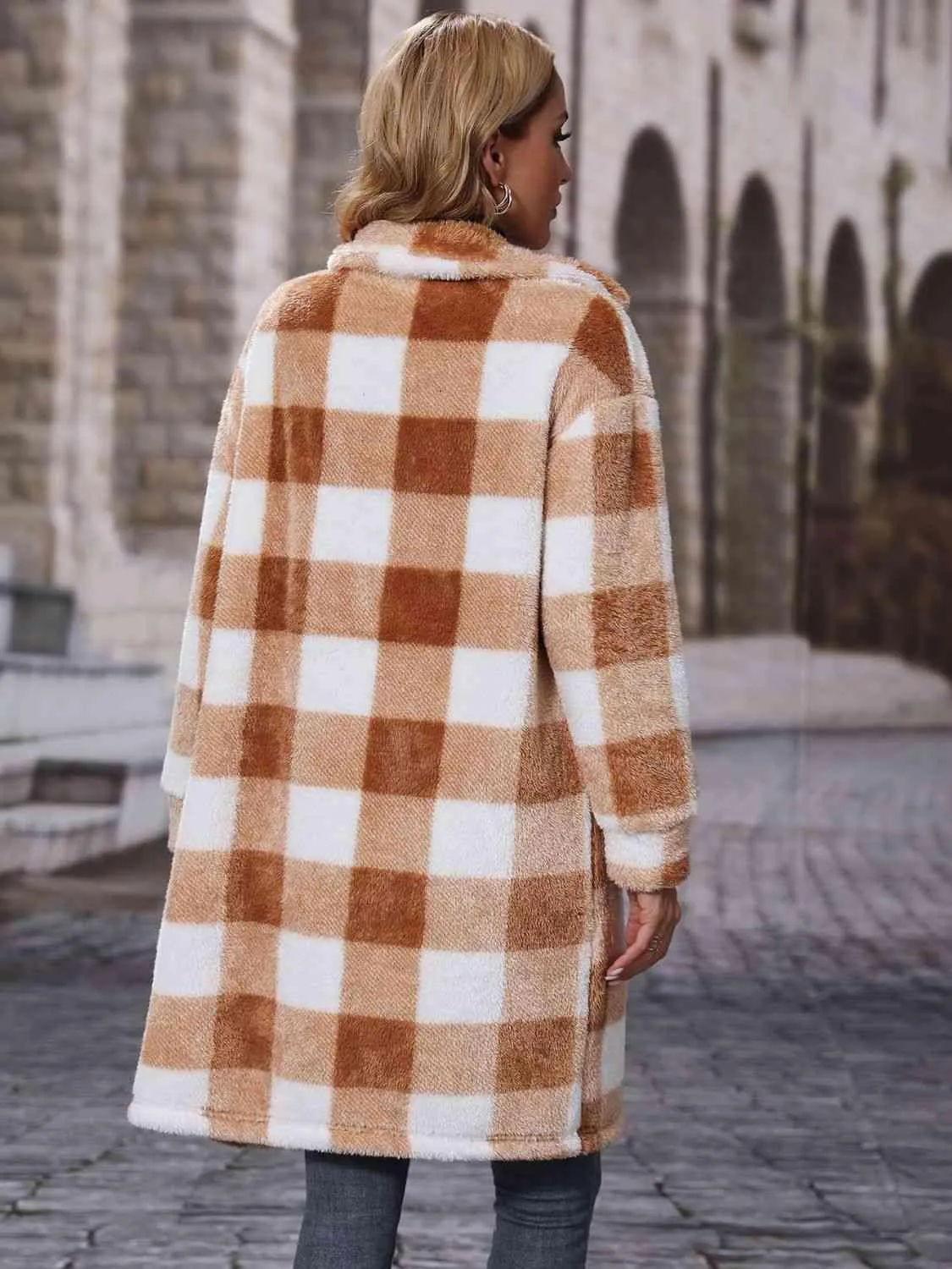 Styleworthy Plaid Long Button Down Coat