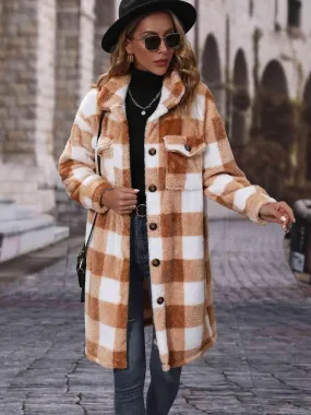 Styleworthy Plaid Long Button Down Coat