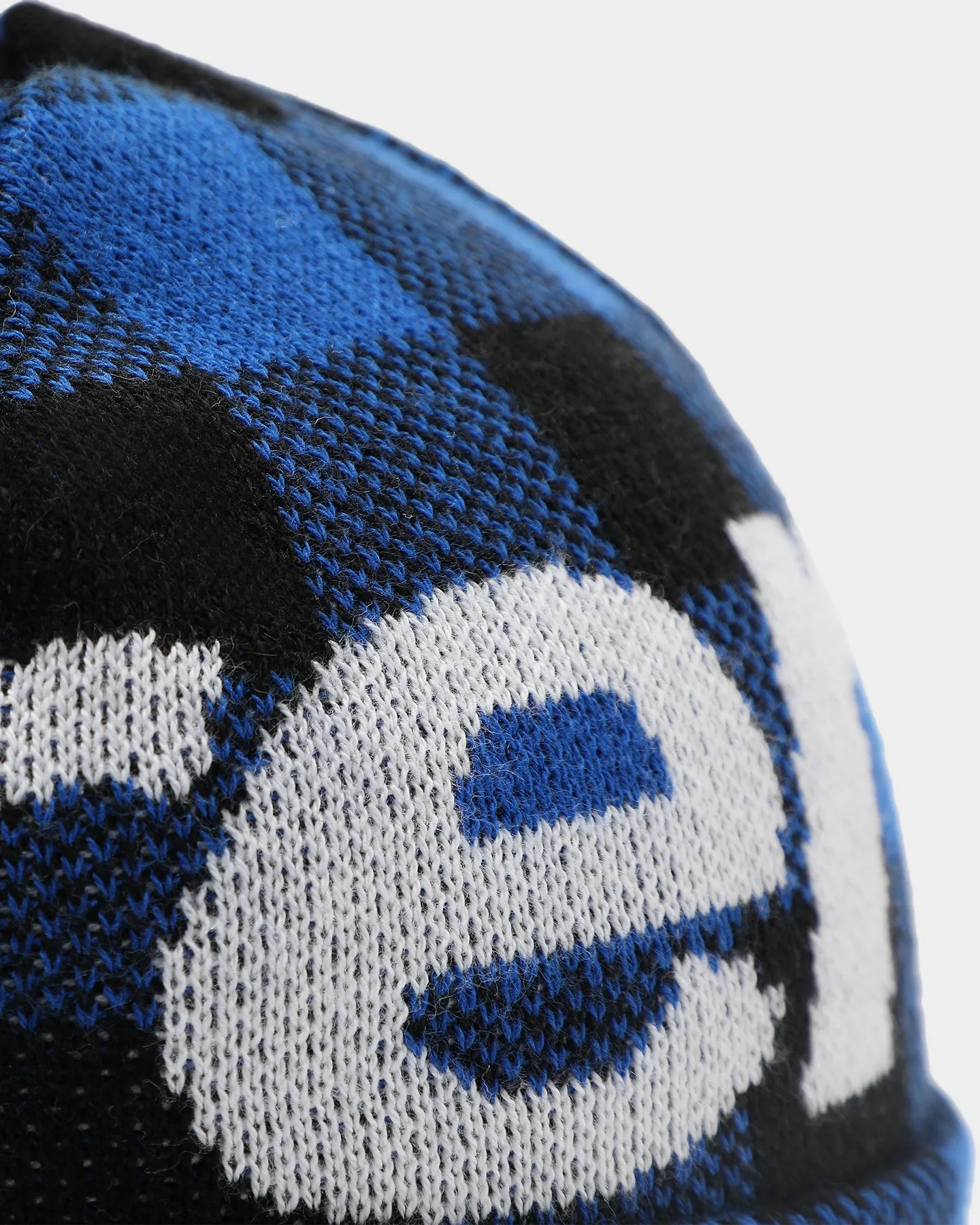 Supreme Big Logo Beanie Blue Plaid