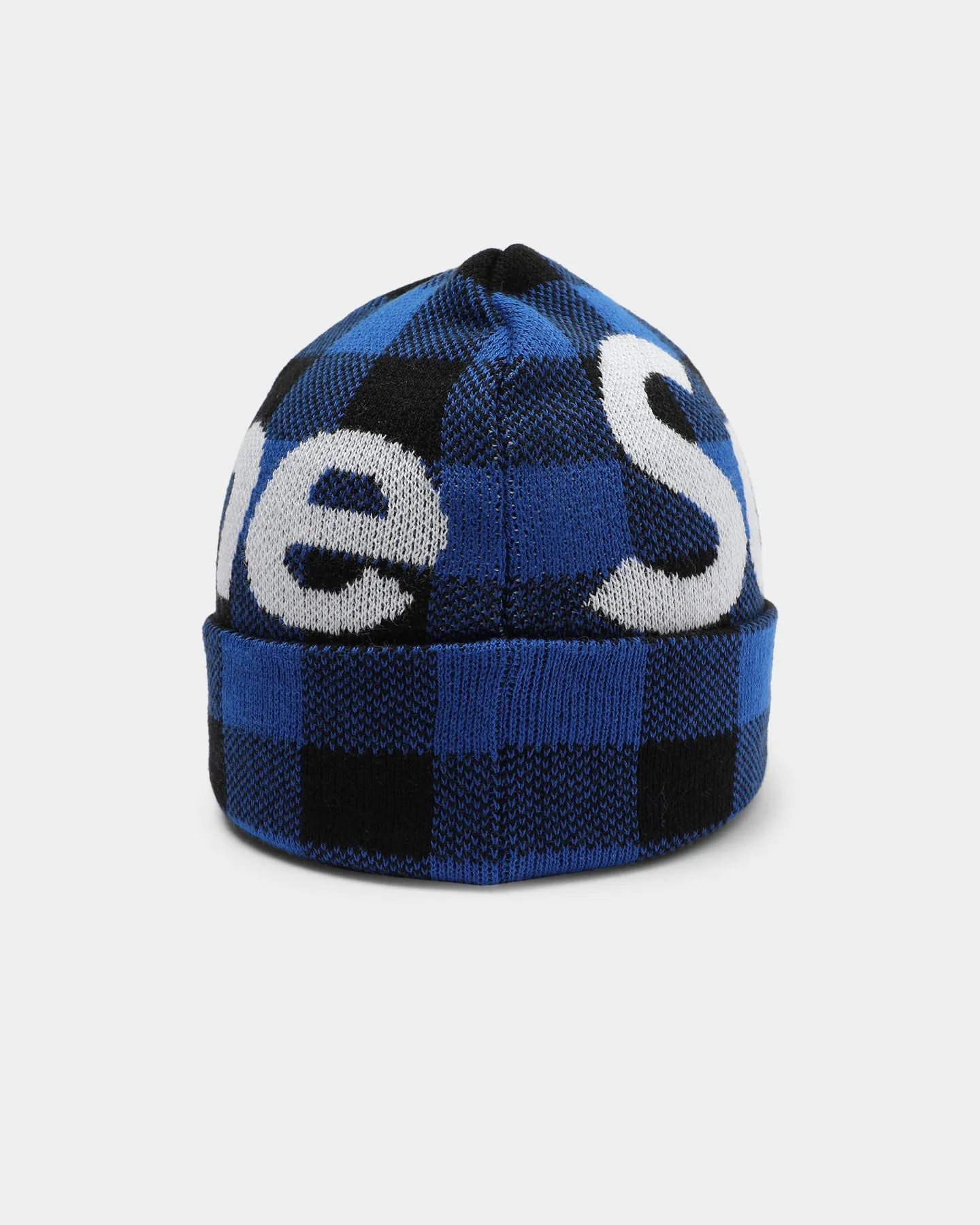Supreme Big Logo Beanie Blue Plaid