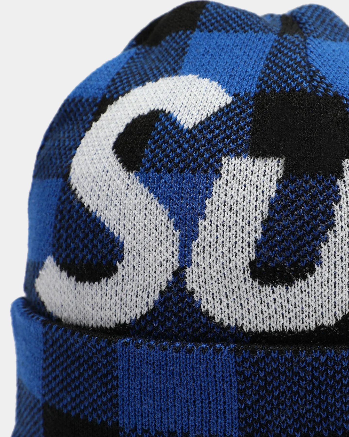 Supreme Big Logo Beanie Blue Plaid
