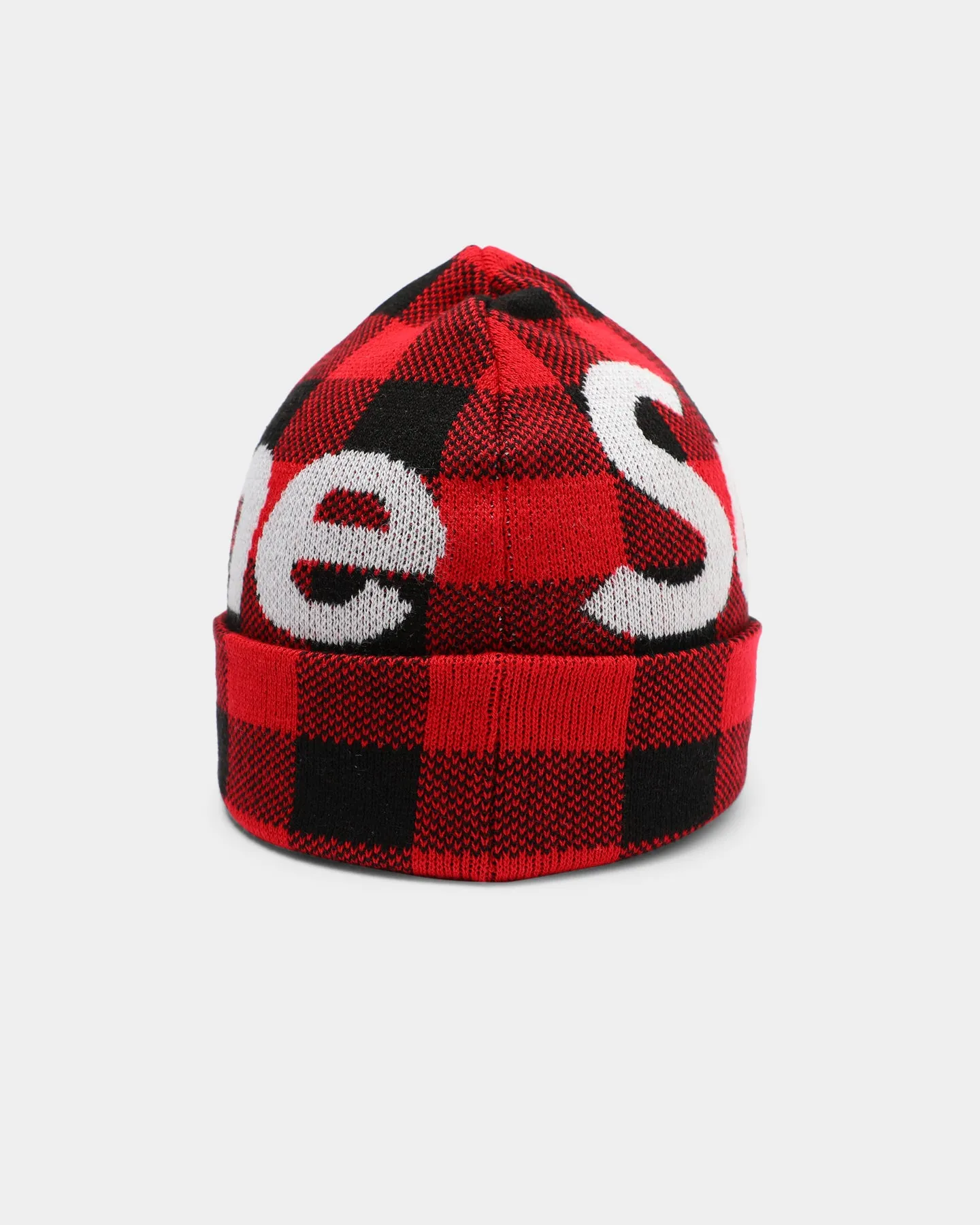 Supreme Big Logo Beanie Red Plaid
