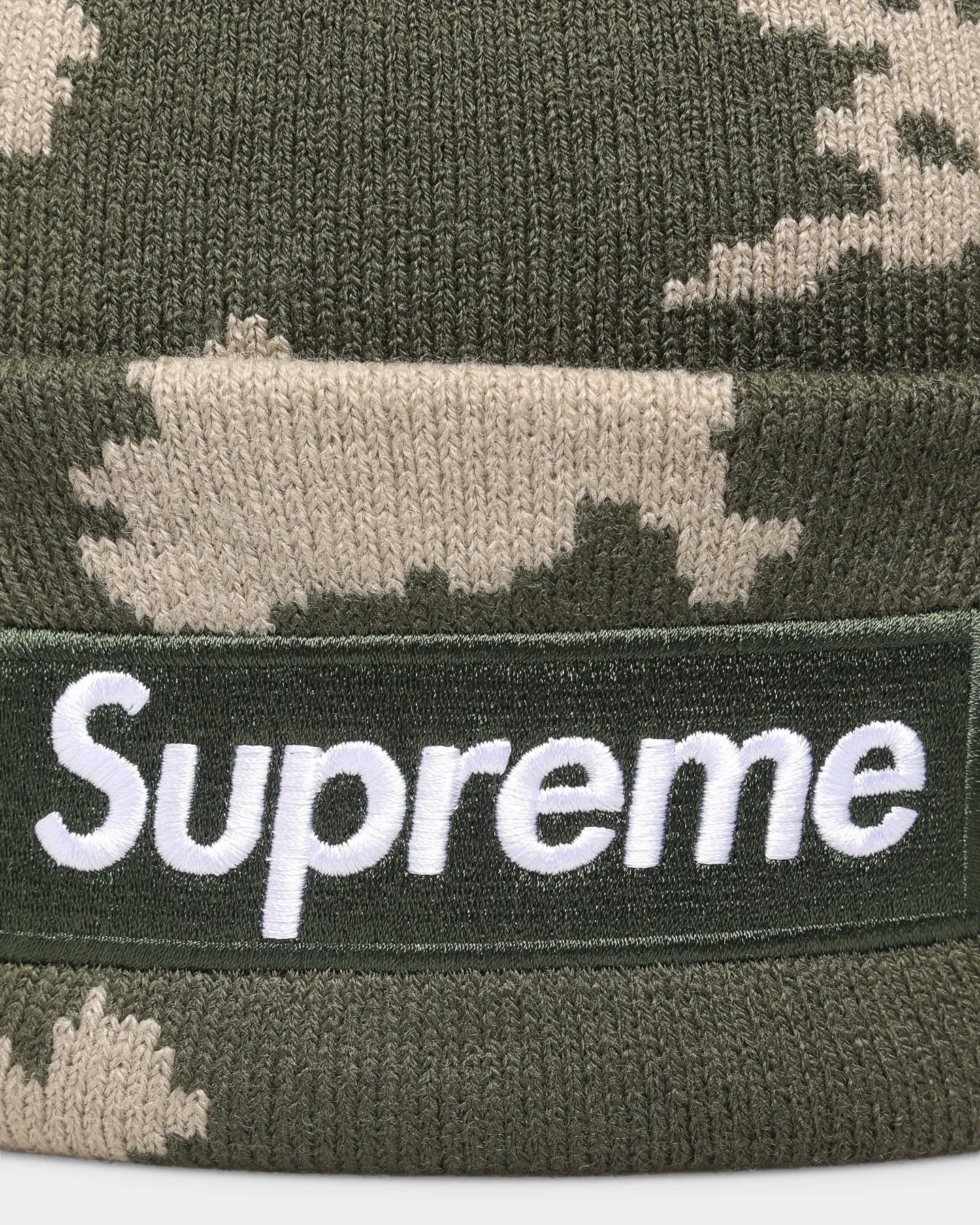 Supreme X New Era Box Logo Beanie Olive Camo