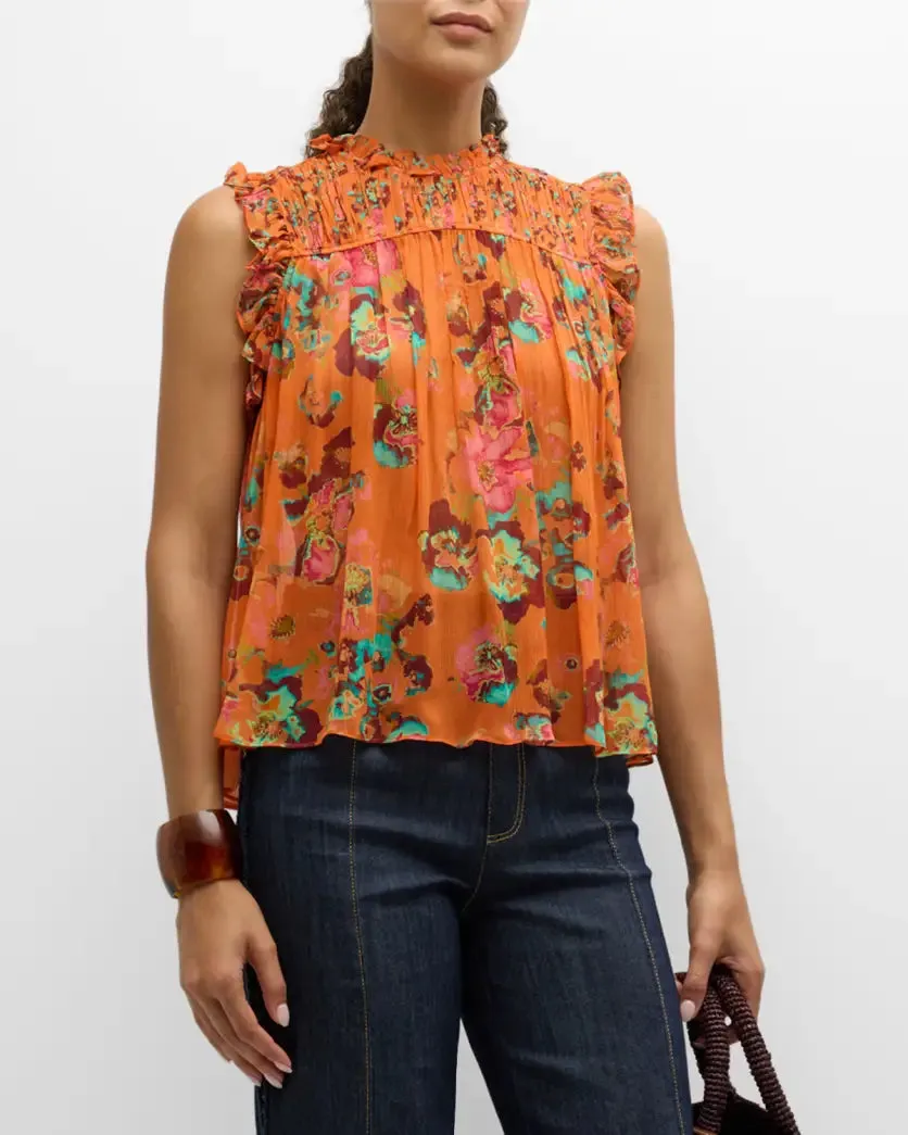 Ul240216 Orange Begonia Blouse