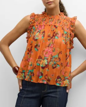 Ul240216 Orange Begonia Blouse