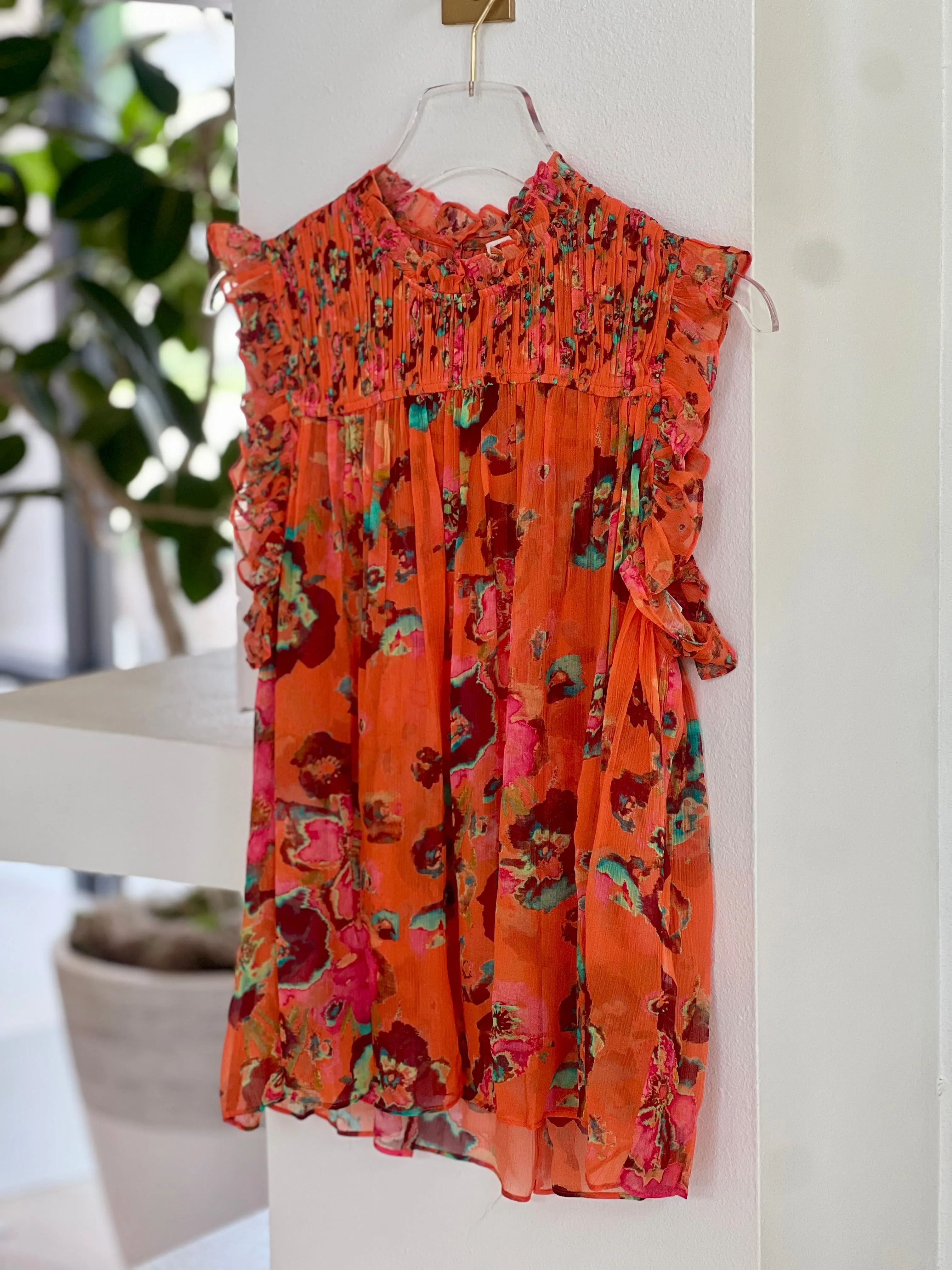 Ul240216 Orange Begonia Blouse
