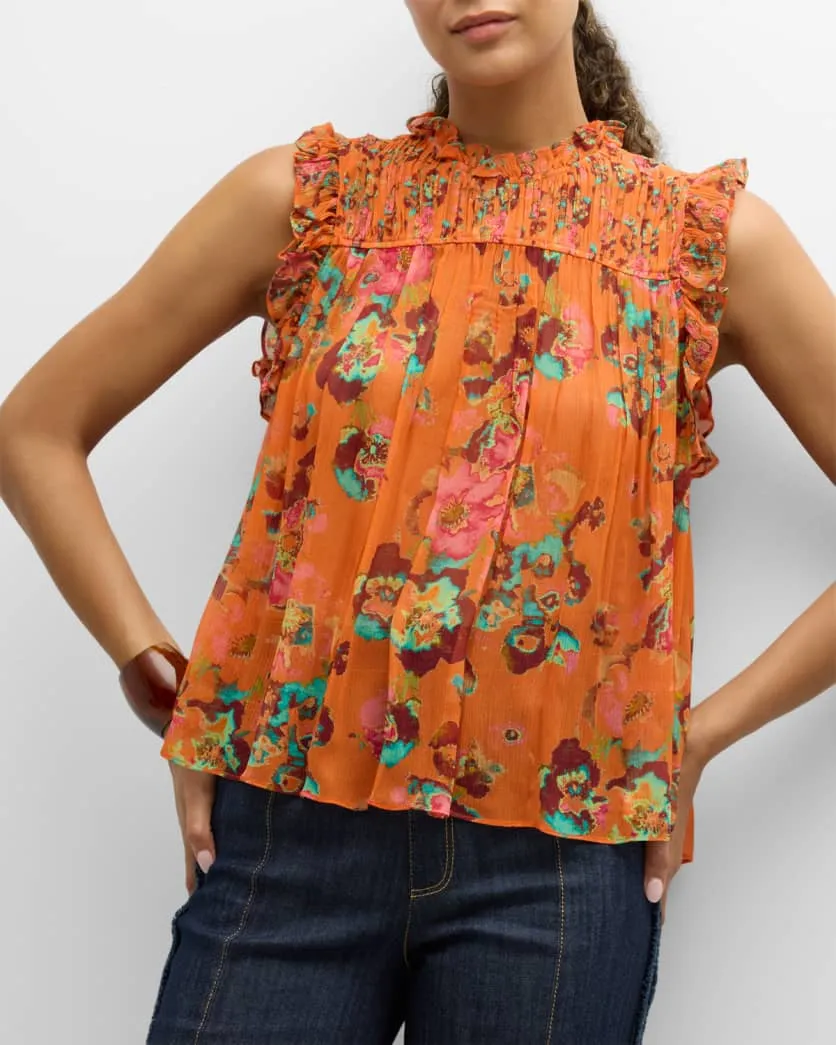 Ul240216 Orange Begonia Blouse