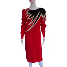Vintage 1980s John Richard Graphic Print Sweater Dress