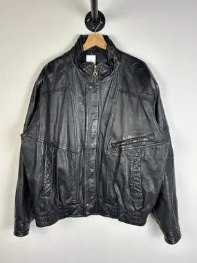 Vintage Reed Black Leather Bomber Jacket