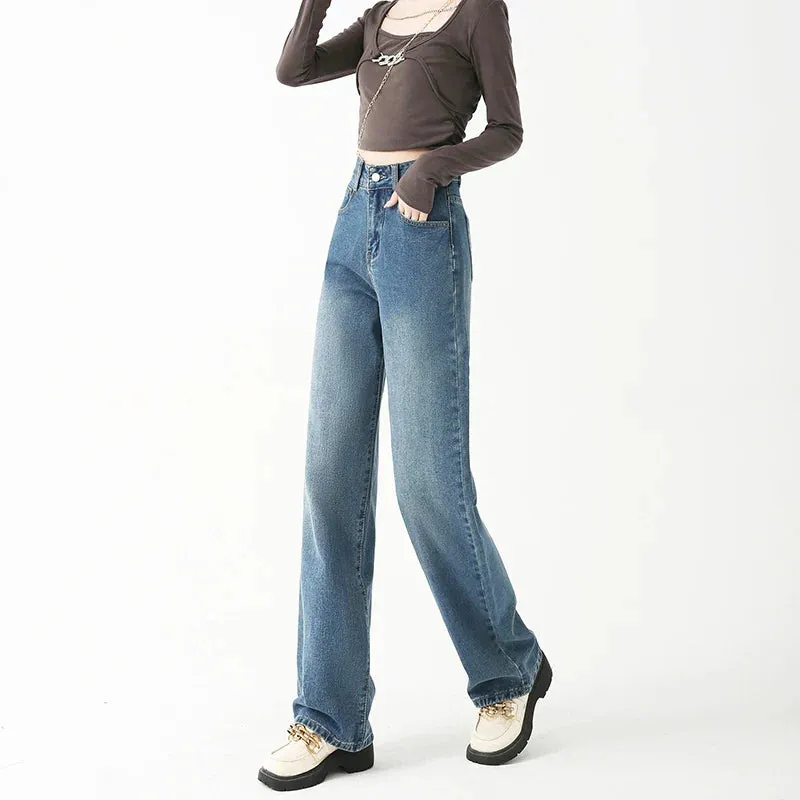 Vintage Washed Straight Loose Wide Leg Denim Jeans