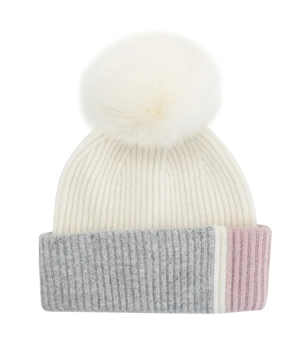 Warm Wishes Color Block Pom Pom Hat