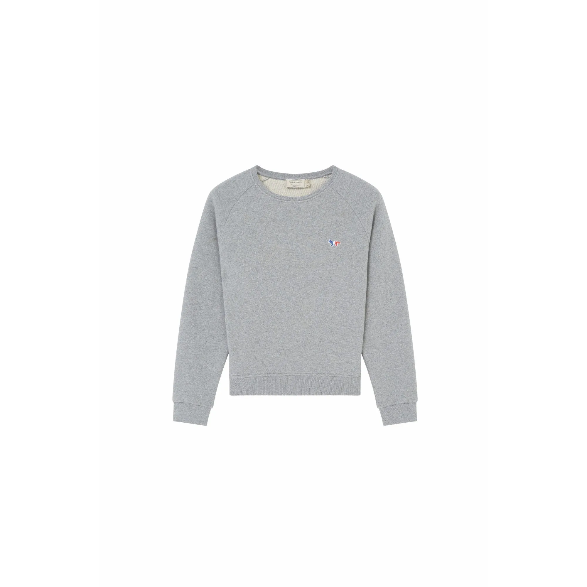 Women Sweatshirt Tricolor Fox Patch - Grey Melange