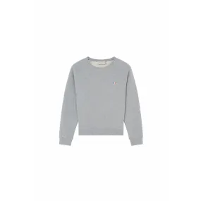 Women Sweatshirt Tricolor Fox Patch - Grey Melange