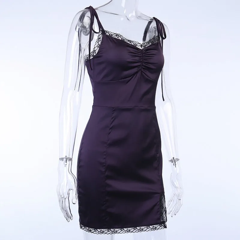 Women's Satin Sleeveless Slim Mini Dress