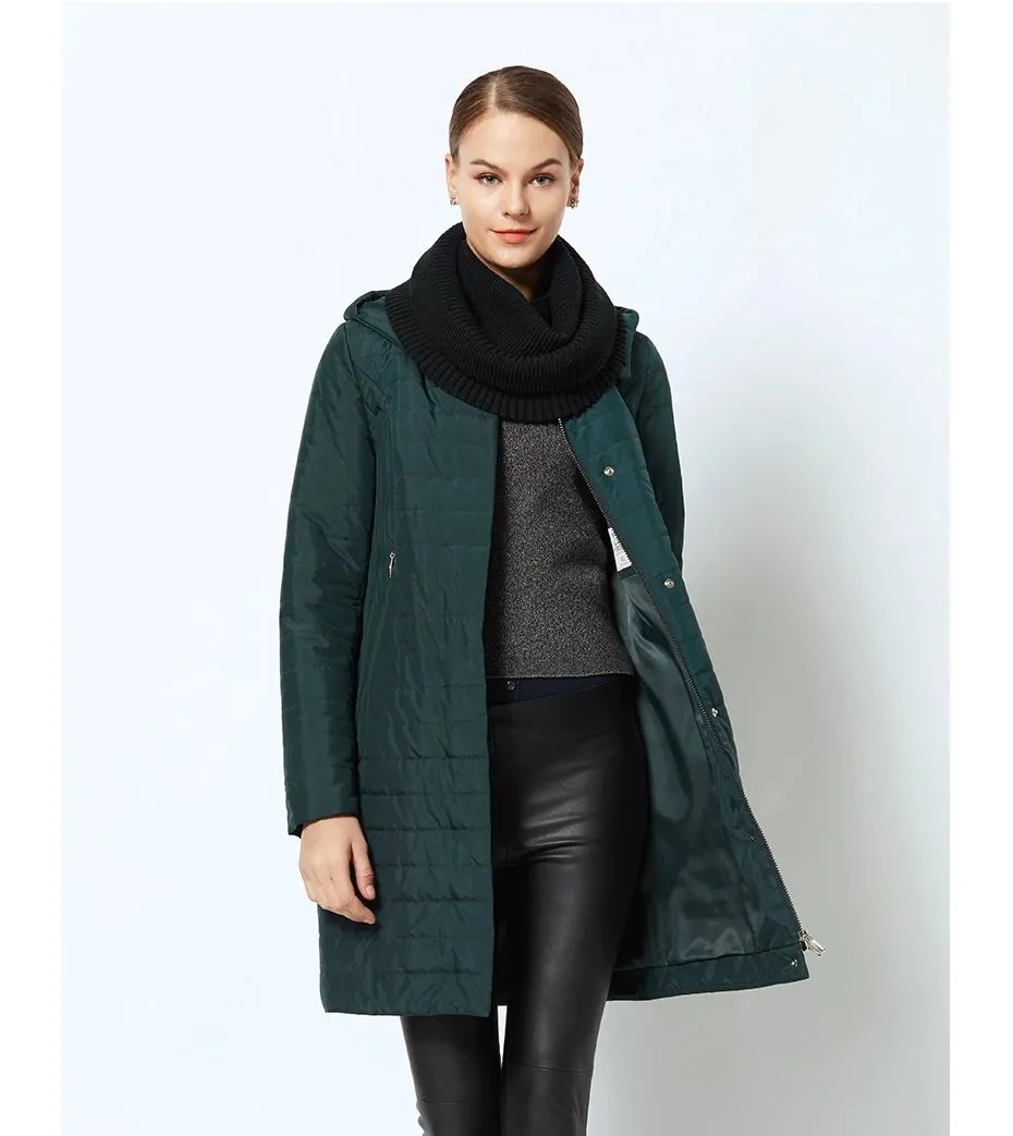 Women's Spring/Autumn Thin Warm Windproof Hooded Coat