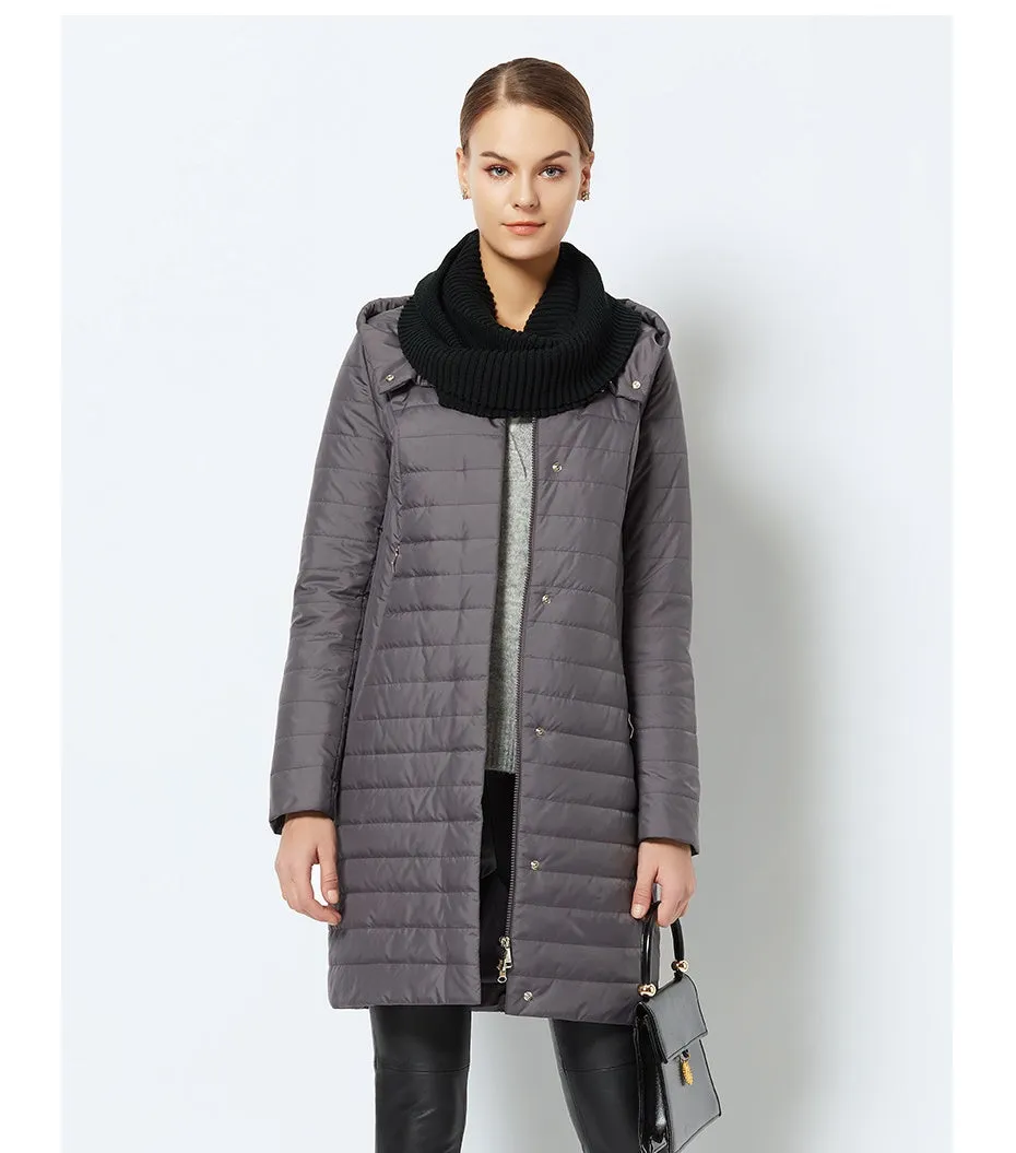 Women's Spring/Autumn Thin Warm Windproof Hooded Coat