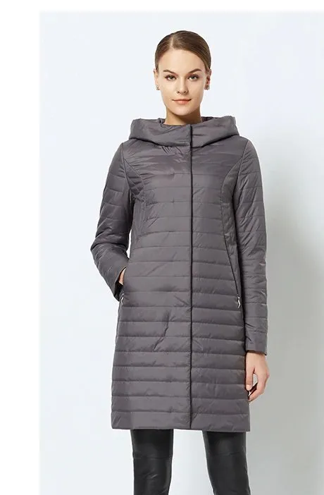 Women's Spring/Autumn Thin Warm Windproof Hooded Coat