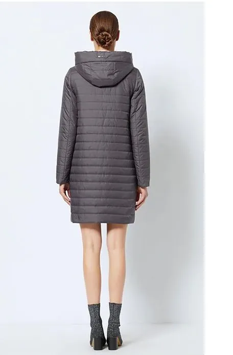 Women's Spring/Autumn Thin Warm Windproof Hooded Coat