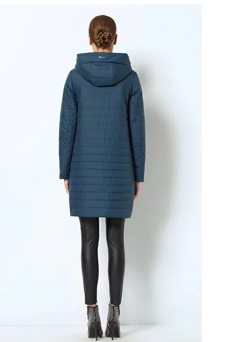 Women's Spring/Autumn Thin Warm Windproof Hooded Coat