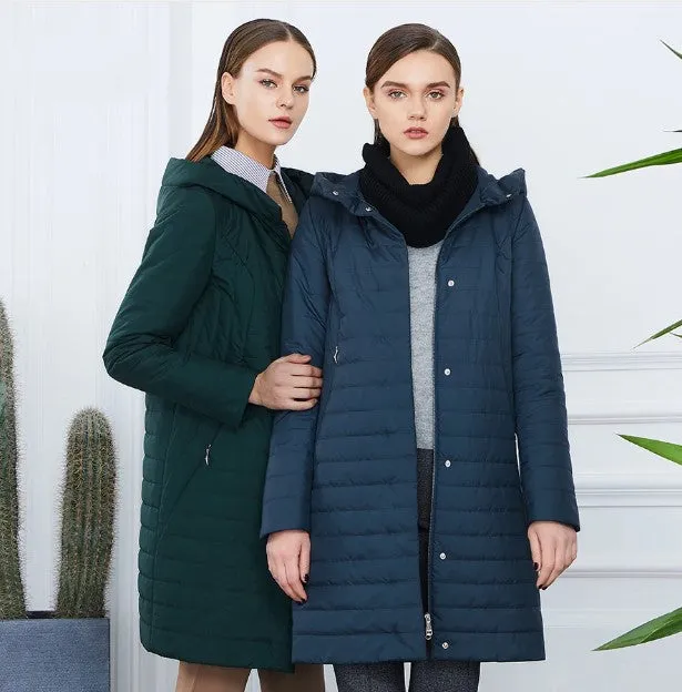 Women's Spring/Autumn Thin Warm Windproof Hooded Coat